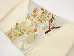 秋草に流水模様織出し名古屋帯